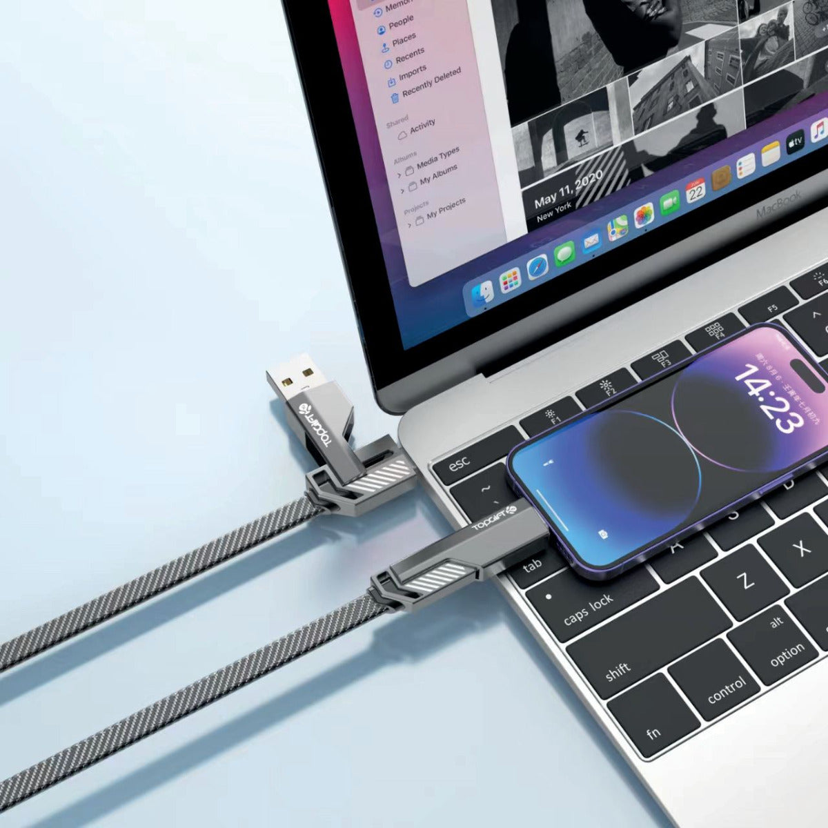 60W 4-In-1 Adaptable Fast Charging Data Cable