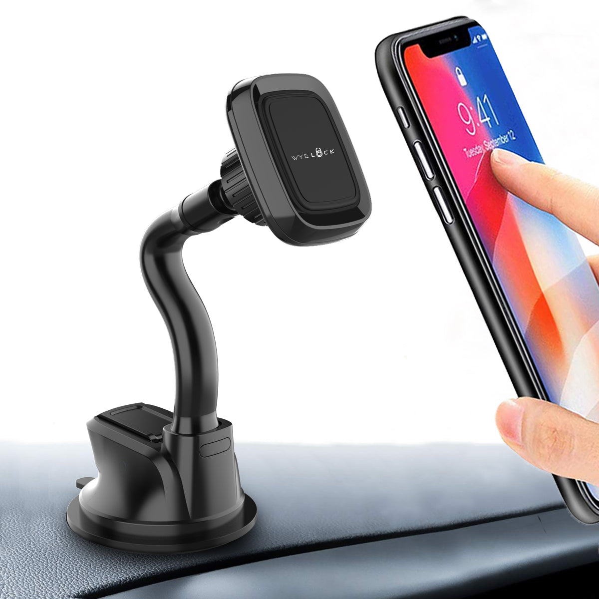 Long Arm Magnetic Suction Cup In-Car Phone Holder