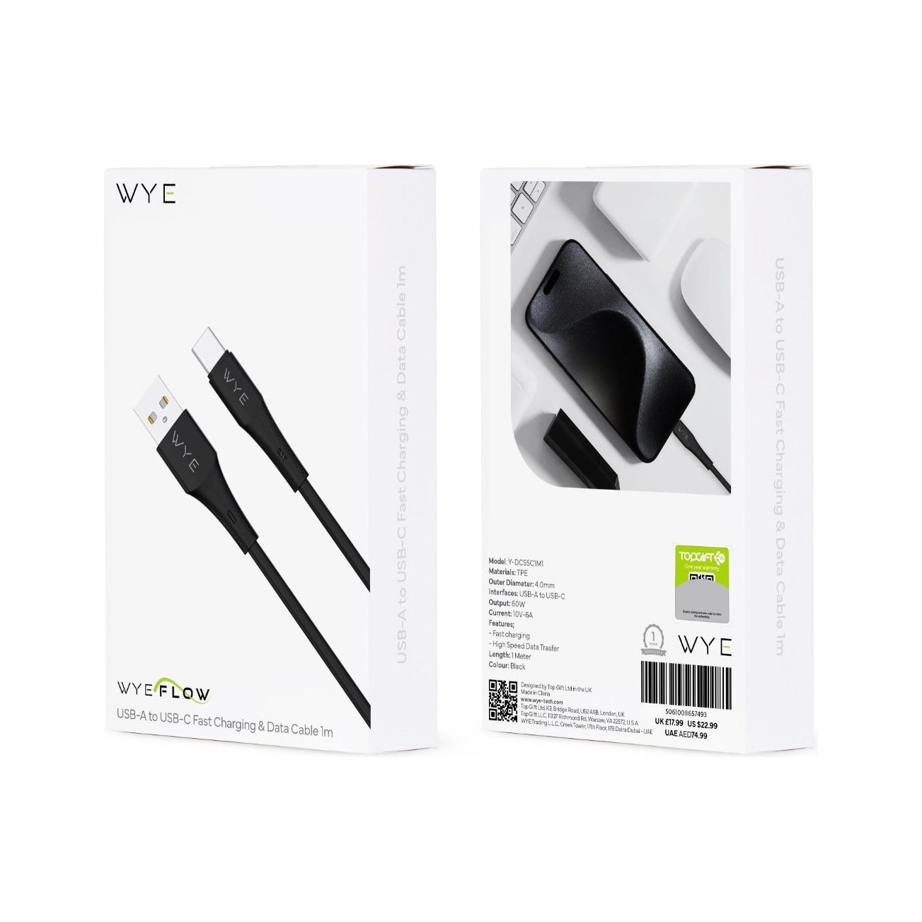 USB-A to USB-C 60W Cable