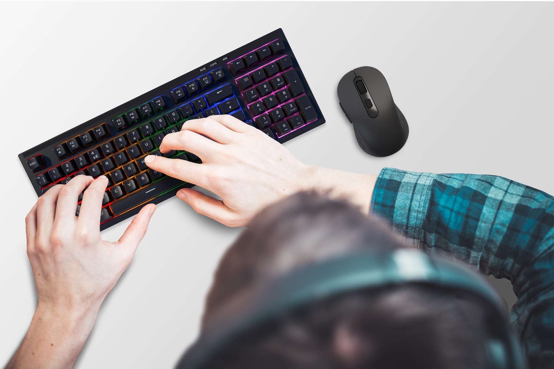 a person using a wirless keyboard 